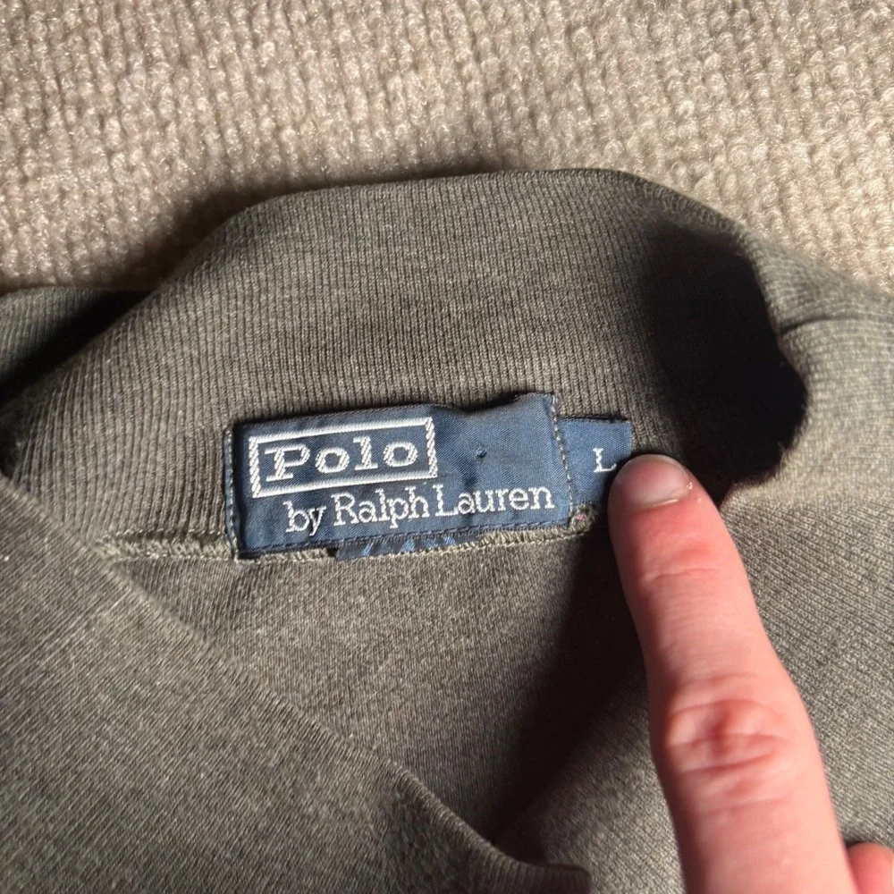 Polo Ralph Lauren Mens Mock Neck Long Sleeve Shirt Gray Cotton Pony Logo Large - Picture 4 of 9
